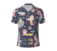 Migpkd Mermaid in The Ocean Men is Golf Polo à manches courtes Performance Moisture Wick Casual Imprimé Col Chemise de golf pour homme, Noir , 3XL