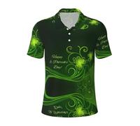 Migpkd Polo de golf à manches courtes pour homme Happy St Patrick's Day - Performance Moisture Wick - Col imprimé décontracté, Noir , XL