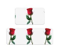Migpkd Red Rose Psd Lot de 2 tapis de cuisine anti-fatigue pour coussin imperméable antidérapant