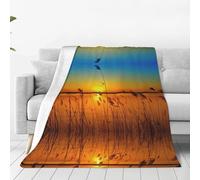 Migpkd Reeds By The River - Couverture polaire super douce en velours - Chaude et confortable - Pour l'hiver - Literie, canapé et cadeau