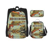Migpkd Sac à dos d'école pour enfants avec motif de pêche à la mouche et à la truite de Brook