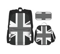 Migpkd Sac d'école avec drapeau national du Royaume-Uni - Trousse à crayons - Sac à déjeuner - Sac à dos pour enfants
