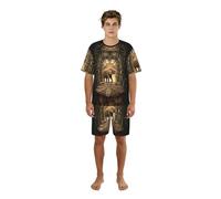 Migpkd Sculpture Elephant Ensemble de pyjama d'été léger à manches courtes pour homme, Noir , XL