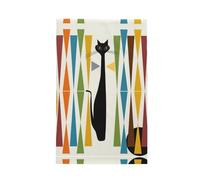 Migpkd Torchons de cuisine en forme de chat d'art moderne du milieu du siècle - Torchons de cuisine vintage gaufrés - Serviettes à main pour salle de bain