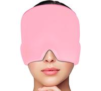 Migraine Mask 180°-Migraine Relief Cap,Migraine Relief Cap Single-Layer Design,Headache Hat Sinuses And Stress,Ice Bag In Hot And Cold Gel (Pink)