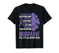 Migraine Yes It's All in My Head Headmal Sensibilisation à la migraine T-Shirt Graphique avec Valeur