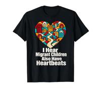 Migrant Children Heartbeats Vitrail Maisons Droits de l'homme T-Shirt Graphique avec Valeur