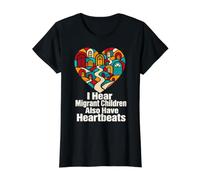 Migrant Children Heartbeats Vitrail Maisons Droits de l'homme T-Shirt Graphique avec Valeur