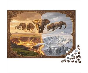 Migration des éléphants africains Puzzle 1000 Pièces Paysage Naturel Fantastique Papier Puzzle pour Adultes Concentration Détente Famille Cadeau nan