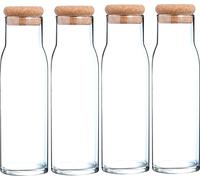 Migros Cucina & Tavola Carafe en verre avec bouchon en liège pour eau, jus, lait - 1000 ml - 4 pièces
