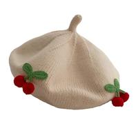 Migry Cerise Bébé Béret Couleur Solide Coup De Bonnet en Tricot Chaud pour Bébé Fille Fille Hivernale Enfants Peintre Caps