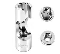 MIGUBIGU 1 PCS Douille Sonde Lambda 14 mm 3/8, Clé Sonde Lambda, Douille Fendue 14 mm, Coffret Douilles Special en Acier au Chrome-Vanadium (CRV) avec Découpe Latérale
