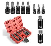 MIGUBIGU 10 PCS Douille Torx Male 12 Pans M4 M5 M6 M8 M9 M10 M12 M14 M16 M18, Coffret Embout 12 Pans 1/2 1/4 3/8, Jeux de Douille XZN avec Boîte, pour Clés Dynamométriques et Perceuses