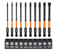 MIGUBIGU 10 pcs Embout Visseuse Hexagonale Longs 100mm, Tige Hexagonale 1/4 avec Magnétique, Embout de Tournevis Hexagonale 5/64 3/32 7/64 1/8 9/64 5/32 3/16 7/32 1/4 5/16 pour Tournevis Électriques