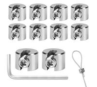 MIGUBIGU 10PCS Serre Cable Acier Inoxydable 2 mm M4, Serre-Câbles Inox 316 avec Hexagone Vis Clé, Clip de Serrage Corde pour Câble Métallique, Tendeur de Corde à Linge, Tendeur Cable