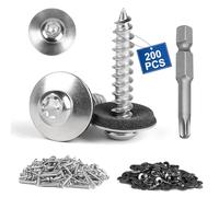 MIGUBIGU 200 Pièces Vis de Ferblantier 4,5 x 25 mm en Acier Inoxydable, Vis avec Rondelle d'étanchéité EPDM et Embouts Torx T20 pour Machines, Industrie, Construction