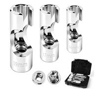 MIGUBIGU 3 PCS Douille Sonde Lambda 14 mm 17 mm 19 mm 3/8, Clé Sonde Lambda, Douille Fendue 14 mm, Coffret Douilles Special en Acier au Chrome-Vanadium (CRV) avec Découpe Latérale