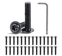MIGUBIGU 30 PCS Vis a Téte Bombée avec Bride Inox M6 x 30 mm, Vis a Téte Plate Torx Avec Clé Torx en Acier Inoxydable A2 V2A, Filetage Complet Noire pour Meubles, Appareils, Bois, Machines