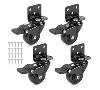 MIGUBIGU 4 PCS 32mm Roulettes Pivotantes Charge Lourde avec Support en L en Caoutchouc, Roulette Pivotante avec Frein Capacité 45 kg, Roulette pour Meuble Silencieuse avec Vis