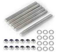 MIGUBIGU 6 Pièces Tige Filetée M10 100 mm en Acier Inoxydable, Tiges Filetées Entièrement avec Paquet Hex Écrous et Rondelles, DIN 975, Pour le Montage de Meubles et Fabrication Industrielle