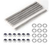 MIGUBIGU 6 Stück Gewindestange Edelstahl M6 x 100 mm, Vollgewindestange M6 mit 12 Sechskantmutter und Unterlegscheiben, DIN 975, Gewindestab für Montage von Möbeln und Industrielle Fertigung