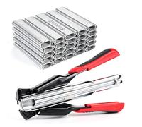MIGUBIGU Agrafeuse Grillage avec Agrafes 20mm, Pince à Anneaux, Pinces pour Grillage Cléture Rigide, Pince à Grillages avec Chargeur, Pinces à Saucisse pour Cages et Gabion, avec 2500 M-Clips