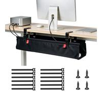 MIGUBIGU Cable Management Bureau sans Perçage 70cm, pour Bureau/Maison | Cable Management Tray Under Desk, Range Cable Bureau Goulotte en Tissu Oxford, Montage par Serrage ou Par Vis