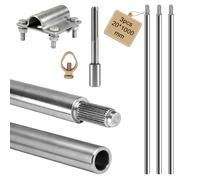 MIGUBIGU Kit de Mise à la Terre V4A en Acier Inoxydable, 3 Pièces Piquet de Terre 1m Ø20mm avec Enfonce-Piquet SDS MAX et Borne, Tiges de Mise à la Terre pour la Protection Contre la Foudre