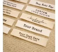 miguha Étiquettes en Tissu Personnalisées À Coudre, 12 X 60 Mm, en Coton avec Logo Ou Texte, for Accessoires De Couture, Étiquettes Faites Main for Tricots Et Cadeaux