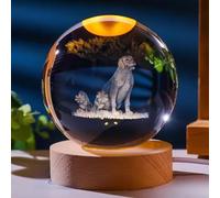 Miguha Veilleuse LED ronde personnalisée en forme de boule de cristal 3D, décoration personnalisée for portrait, for épouse, lune de miel, cadeau avec image d'animal de compagnie(8cm/3.2in)
