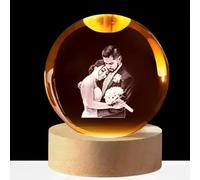 Miguha Veilleuse photo boule de cristal personnalisée portrait personnalisé boule à neige USB lampe de nuit 2D image animal de compagnie décoration de la maison commémoration(6cm/2.4in)
