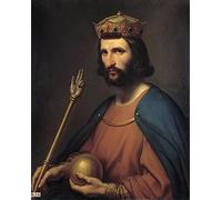 MIGUOO Affiche D'art Moderne Art Mural Toile Peinture à l'huile classique Portrait d'Hugues Capet Roi de France par Charles Auguste Steuben pour la décoration intérieure 60x90cm