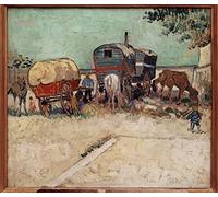 MiguOo Peinture à L'huile Classique Affiche D'art Moderne Art Mural Toile les Roulottes d'un Camp de Bohémiens aux environs d'Arles Tableau de Vincent Van Gogh pour la Décoration Intérieure 60x90cm