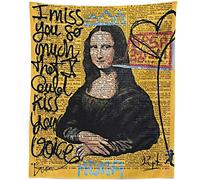 MIGUOR Tapisserie murale Mandala bohème à suspendre Décoration d'intérieur Impression artistique pour salon, chambre à coucher, dortoir (Mona Lisa, 129,5 x 150 cm)