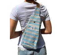 MIGURA Sac à dos bandoulière en chanvre pour voyage style hippie grande taille, idéal pour l'été, le jour et les festivals, décontracté, vintage, homme, femme, tissu imperméable fait à la main Népal
