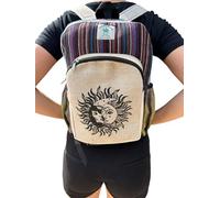 MIGURA Sac à dos en chanvre pour voyage hippie de petite taille, idéal pour l'été, le jour et les festivals, décontracté, vintage, homme, femme, tissu imperméable fait à la main Népal Multicolore