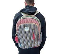 MIGURA Sac à dos en chanvre pour voyage style hippie grande taille Idéal pour l'été, jour ou jour, festivals, décontracté, vintage, homme, femme, tissu imperméable fait à la main Népal Multicolore 51,