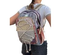 MIGURA Sac à dos en chanvre pour voyage style hippie grande taille, idéal pour l'été, le jour ou les festivals, décontracté, vintage, homme, femme, tissu imperméable fait à la main Népal Multicolore