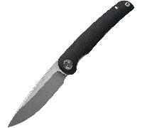 Miguron Akri Front Flipper Couteau Pliant 3.18" Lame Stonewash 14C28N Manche G10 Noir