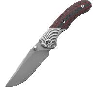 Miguron Centurion II Couteau Pliant 3.5" Lame M390 Manche en Titane et Fibre de Carbone Rouge