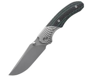 Miguron Knives Centurion-3.5" M390 balde,Sandblasting Ti And Green CF handle