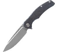 Miguron Velona Flipper Couteau Pliant 3.5" Lame M390 Fibre de Carbone et Titane Anodisé Bleu