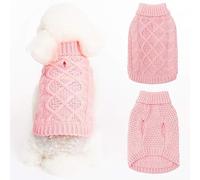 Mihachi Pull à col roulé pour Chien - Pull d'hiver Classique en Tricot torsadé avec Trou pour Laisse pour Temps Froid