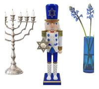 Mihauuke Casse-Noisette de Noël | Casse-Noisette en Bois de Hanoukka - Statue Collection Blanche et Bleue pour Table Étagère Fenêtre