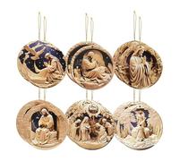 Mihauuke Décorations de Noël Religieuses | 12 Pièces Ornements en Bois de Noël | Décor Jésus Suspendable pour Arbre Église Rétroviseur École Salon Voiture Mur Chambre Fenêtre - pour Pâques Mariage