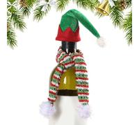 Mihauuke Housse De Bouteille De Vin De Noël - Mini Couvercle De Bouteille De Fêtes,Housse De Vin Avec Chapeau Et Écharpe | Pour Fête Vacances Champagne Whiskey Bar Hôtel Restaurant Table