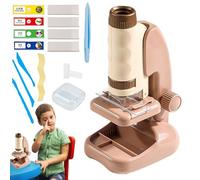 Mihauuke Kit de Microscope pour, Microscope d'Expérimentation Grossissant avec Éclairage LED, Jouet Éducatif Activité d'apprentissage Développement Précoce Garçons Filles 2 Ans et Plus