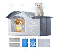Mihauuke Maison Fraîche pour Chat D'extérieur | Maison Rafraîchissante pour Chat avec Toiture en Aluminium et Bloc de Glace,Tente Spacieuse Résistante pour Patio Jardin Camping