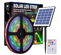 MIHEAL Ruban LED solaire d'extérieur SMD 5050 RGB + IC à changement de couleur étanche IP67 pour terrasse, arbre, jardin 40 m