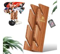 Mihoho Support de planche à roulettes sur pied à 3 couches en bois pour planche à roulettes, planche de planche à neige pour enfants (bois)